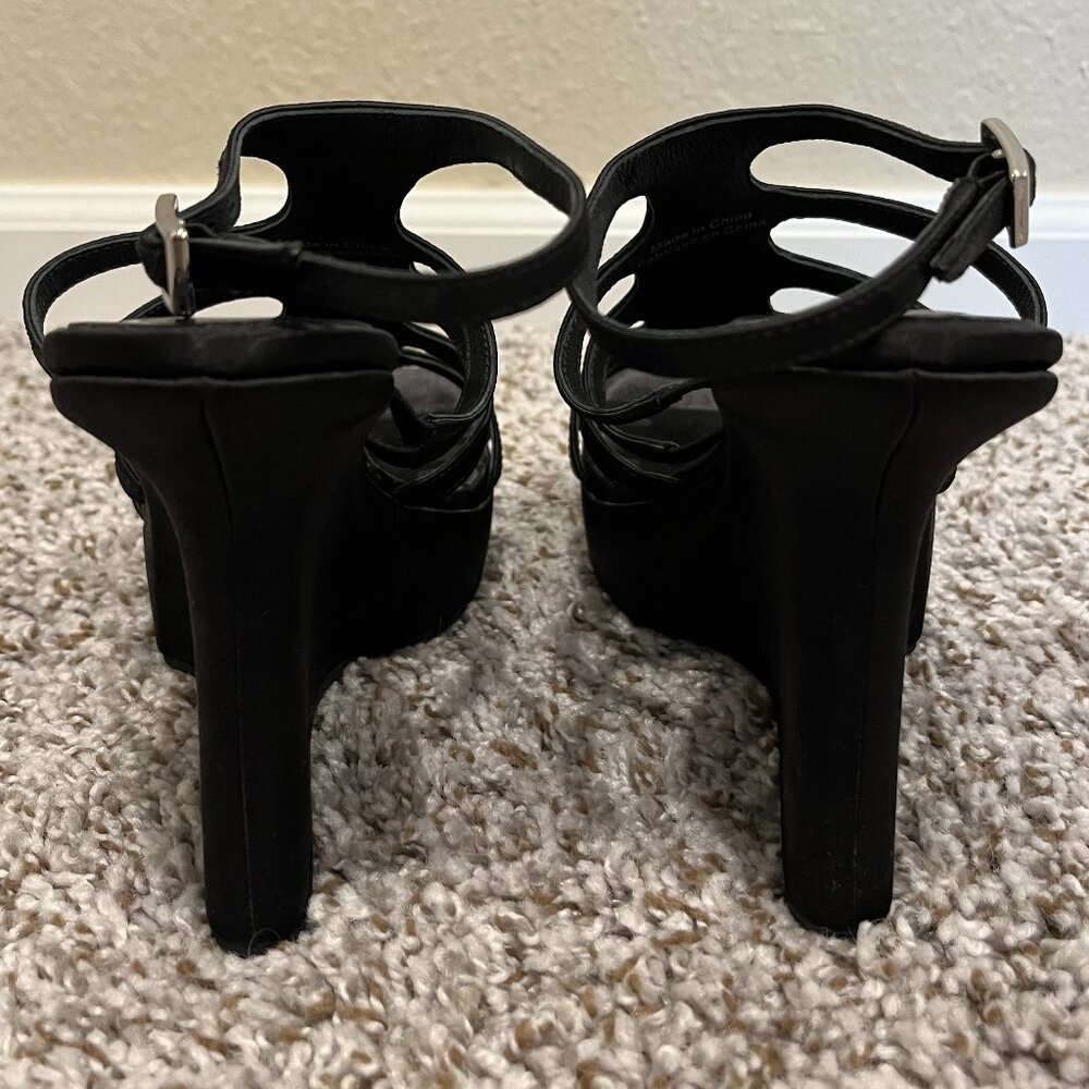 Jeffrey Campbell Black Satin Platform Sandals Size 7,5 - Picture 3 of 7